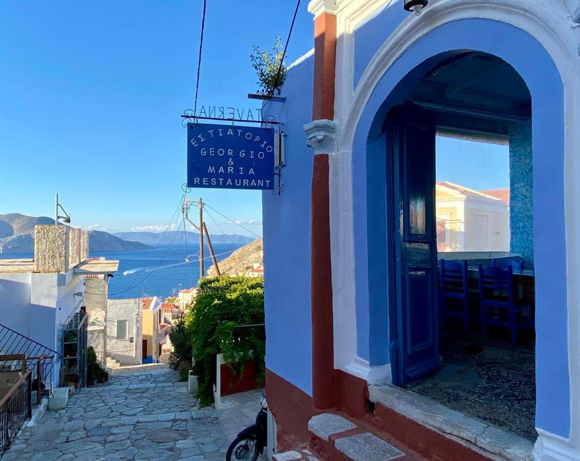 Villa Little Blue In Chorio, Sými Esterno foto